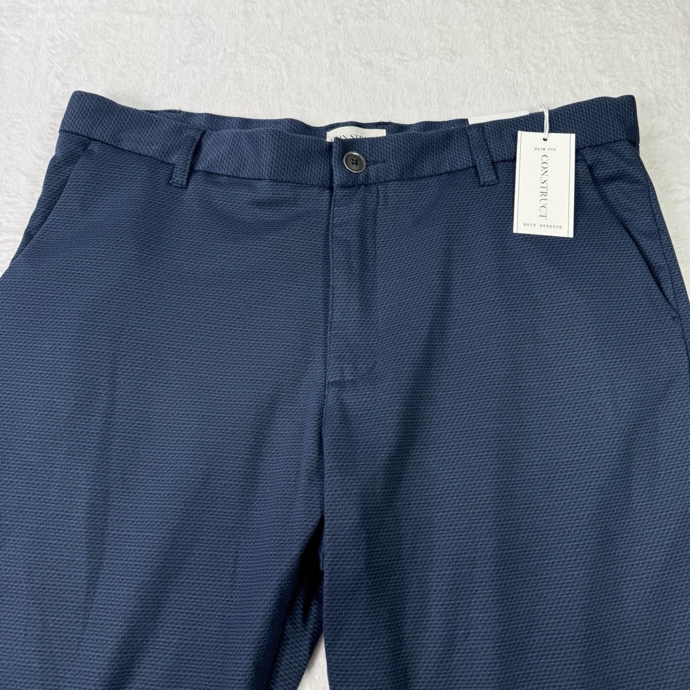 CON.STRUCT Pants Mens 36x32 Navy Blue Slim Fit Knit Stretch Construct Soft NWT